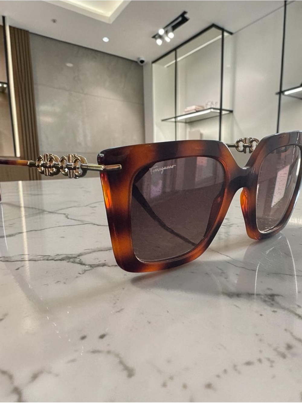 BNWT Ferragamo Tortoiseshell Sunglasses with Gold Accents